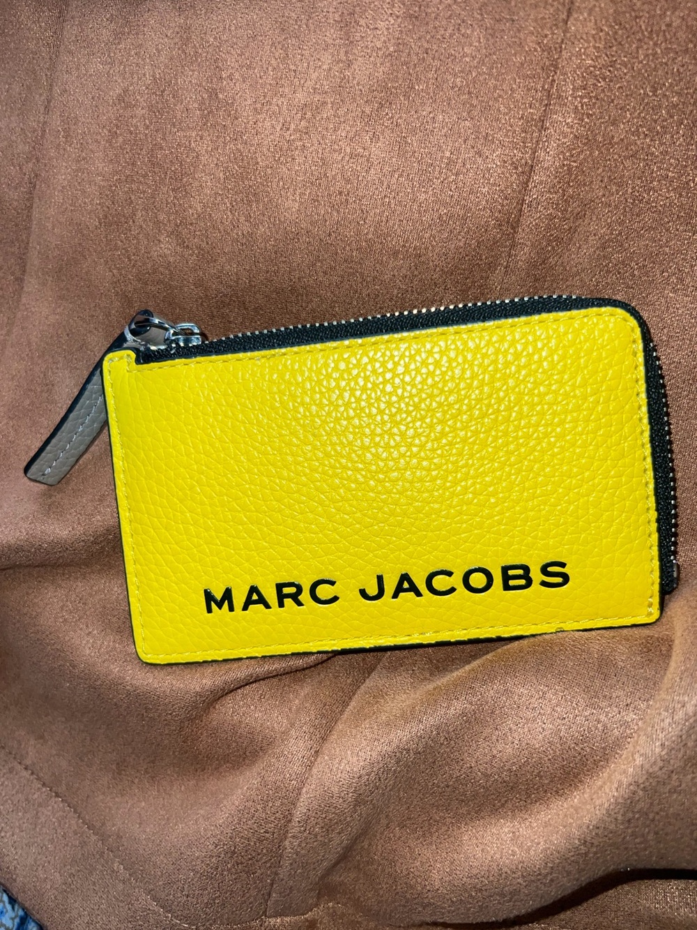 Marc Jacobs Bright Yellow (color block) Pebbled Leather Zip Card Holder